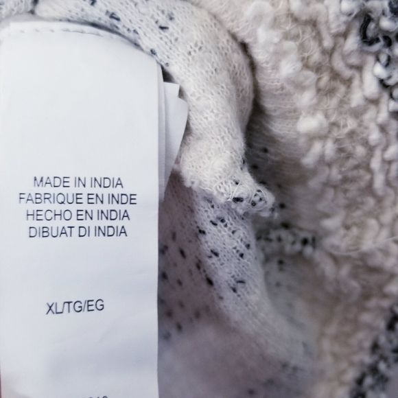 Lucky Brand Sweater Women Size XL Cream Black Pullover Textured - Picture 8 of 13